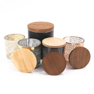 Cap adhmaid le haghaidh Jar Candle